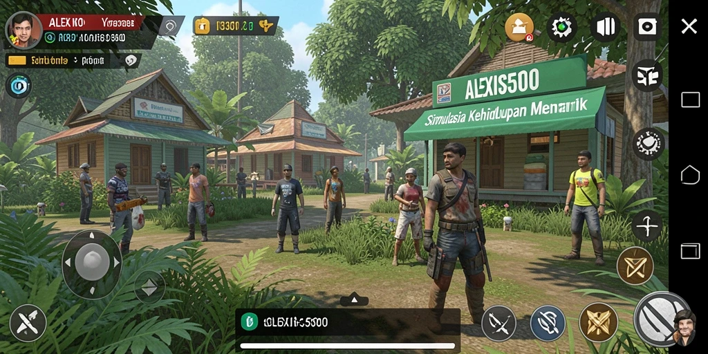 Tampilan screenshot ALEXIS500 dengan gameplay simulasi kehidupan.