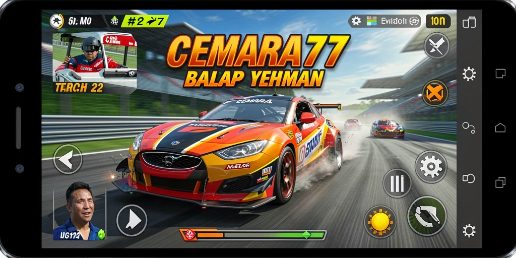 Tampilan gameplay balap yang mendebarkan di CEMARA77.