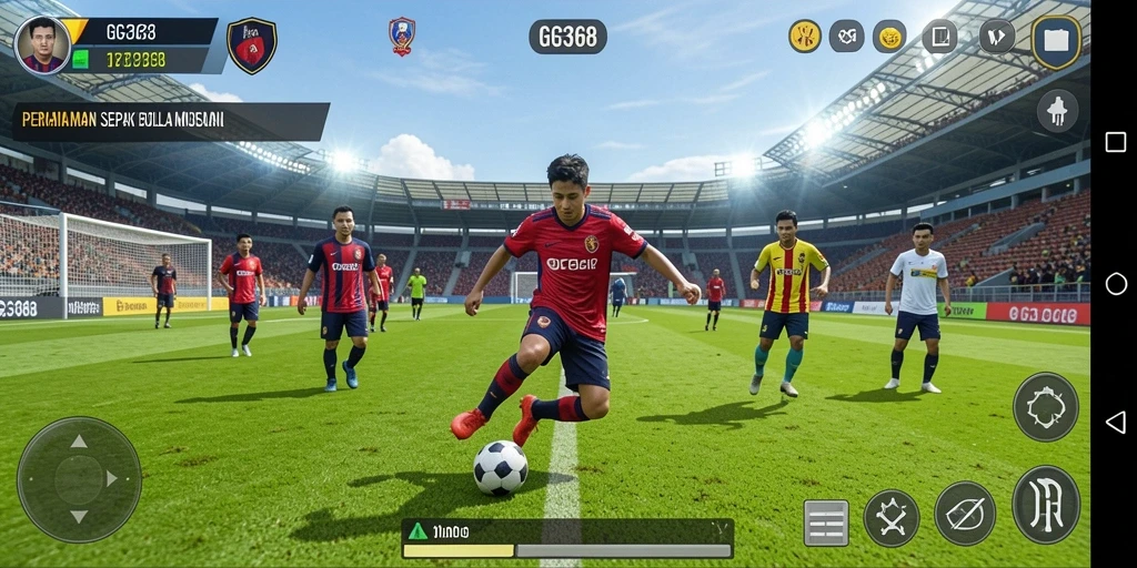 Tampilan gameplay GG368 yang menegangkan dengan aksi sepak bola yang dinamis.
