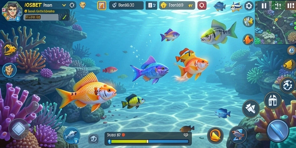Screenshot gameplay <strong>IOSBET</strong> dengan aksi menembak ikan yang seru dan grafis menarik.