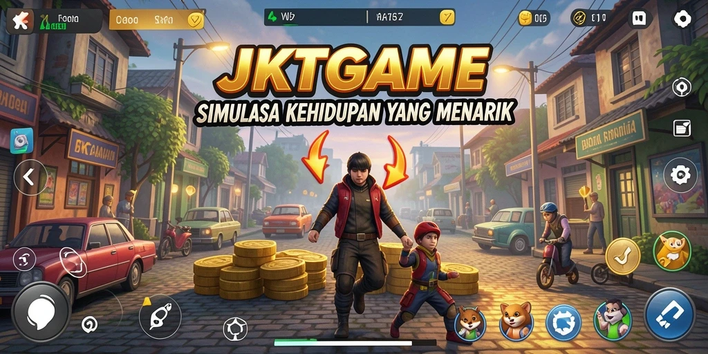 Screenshot gameplay JKTGAME menampilkan simulasi kehidupan yang menarik.