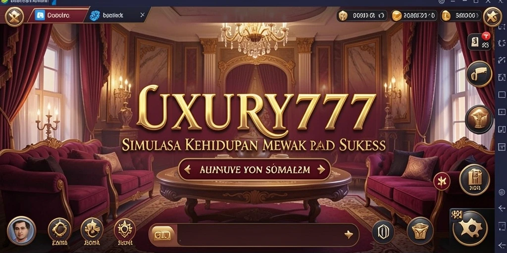 Screenshot permainan LUXURY777 yang menampilkan suasana kehidupan mewah.