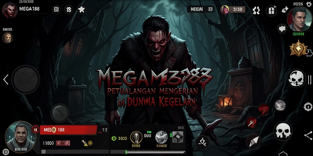 Tangkapan layar menampilkan gameplay menegangkan MEGA188 di lokasi yang angker.