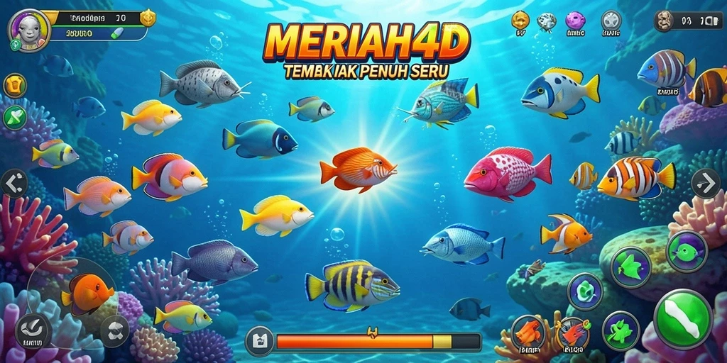 Screenshot gameplay MERIAH4D menampilkan aksi menembak ikan yang seru.