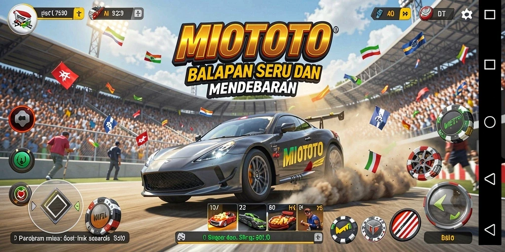 Tampilan menarik dari gameplay MIOTOTO dalam aksi balapan.