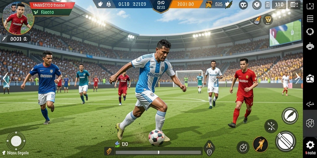 Tampilan gameplay NIASTOTO yang penuh aksi di lapangan sepak bola.