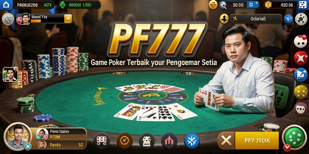 Tangkapan layar gameplay PF777 yang menunjukkan aksi poker mendebarkan.