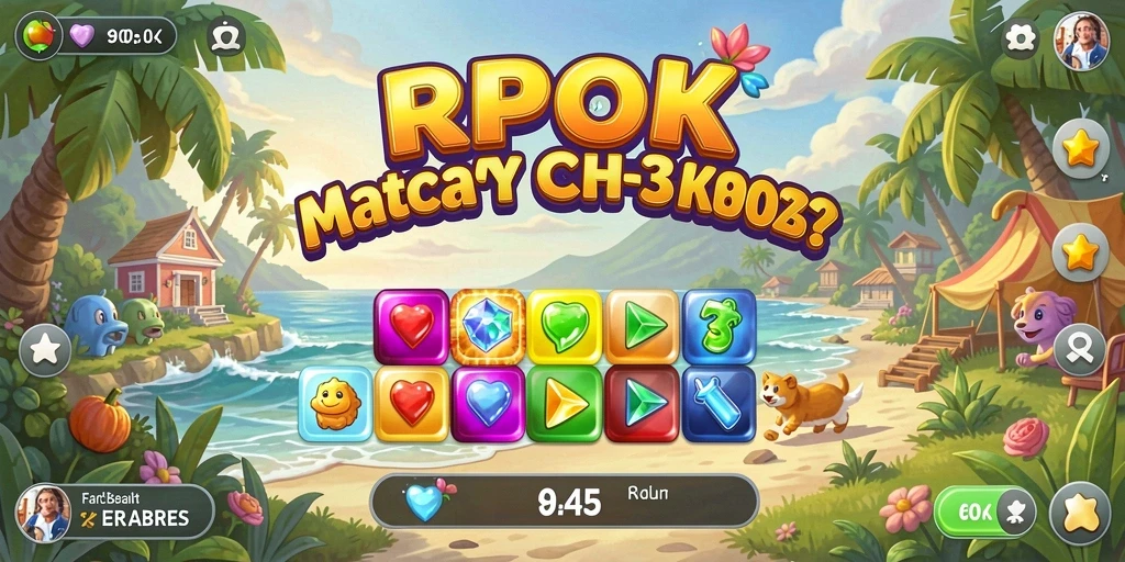 Gameplay RPOK menantang pemain untuk mencocokkan item dalam suasana cerah.