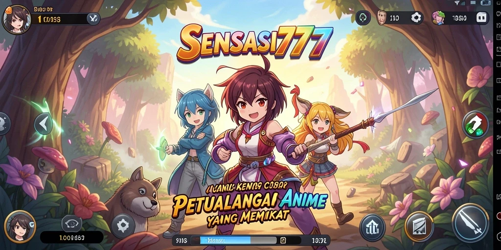 Tangkapan layar SENSASI777 dengan aksi gameplay Anime yang seru.