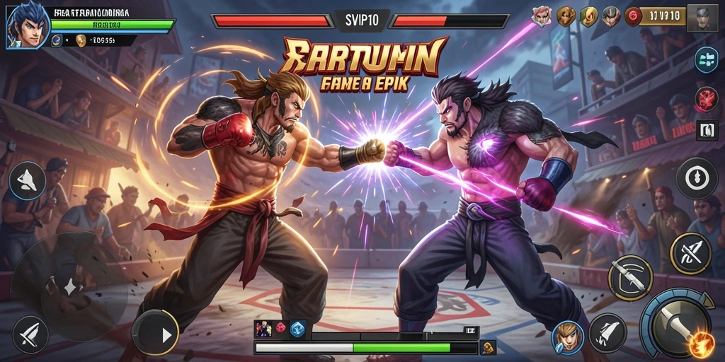 Tampilan gameplay SVIP10 yang seru dengan aksi pertarungan mendebarkan.