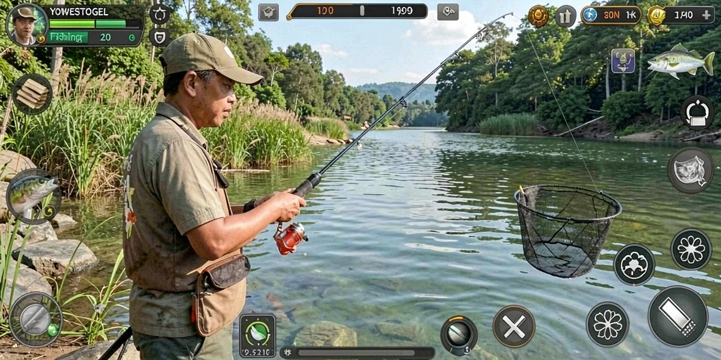 Tampilan gameplay memancing YOWESTOGEL yang seru dan menarik.