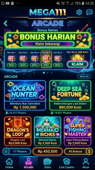 Tampilan antarmuka mega111 yang user-friendly.